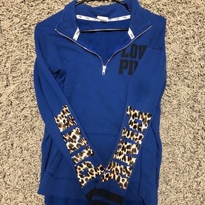 Victoria Secret Pink Blue quarter-zip